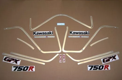 Kawasaki GPX 750R 1987 - Weiß/Silber Version - Dekorset