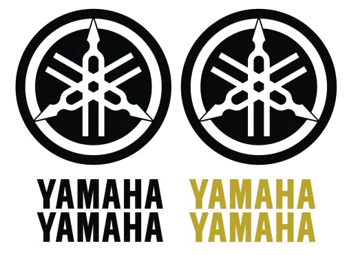 4x YAMAHA - 260 mm + 2x YAMAHA Logo - 320 mm - Schwarz / Gold