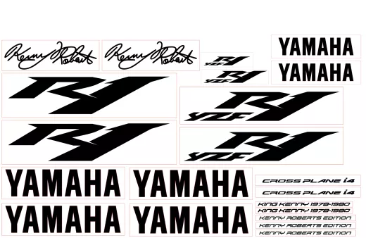 Kenny Roberts - Aufkleberset - Schwarz / Weiß Version 3