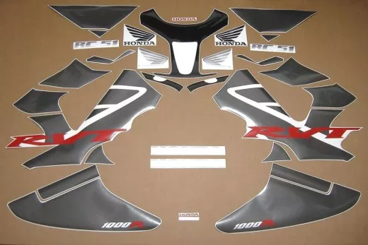 Honda RVT 1000R 2005 - Schwarz/Graue Version - Dekorset