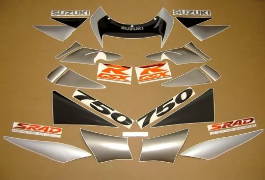 Suzuki GSX-R 750 1998 - Grau/Silber/Schwarze Version - Dekorset
