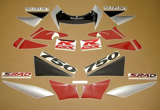 Suzuki GSX-R 750 1998 - Rot/Silber/Schwarze Version - Dekorset