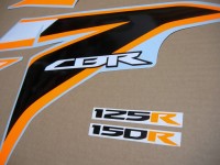 Honda CBR 125R 2011 - Silver/Orange Version - Decalset