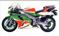 Kawasaki ZXR 750 1993 - Green/White/Red Version - Decalset