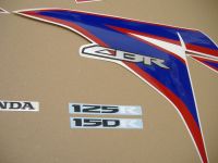 Honda CBR 150R 2012 - White/Blue Version - Decalset
